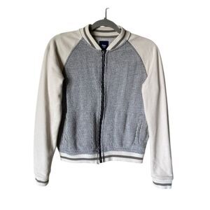 Gap Sweatshirt Gray Cream Full Zip Baseball Size XS